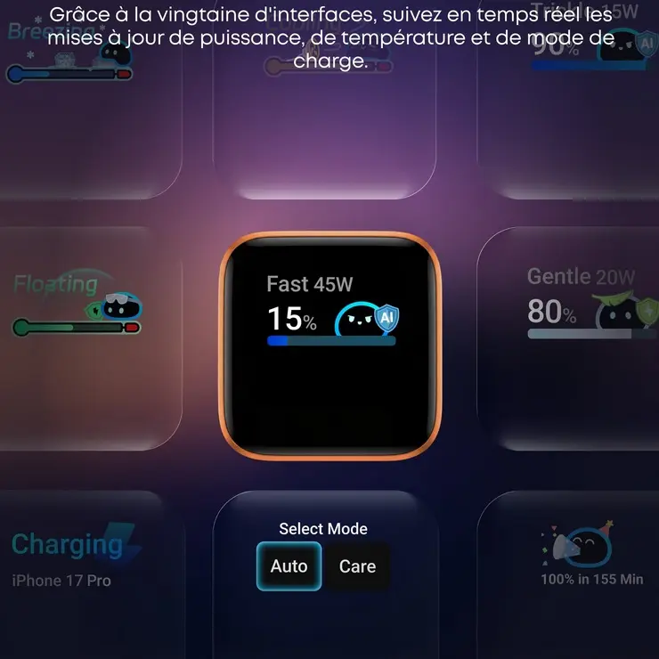 CHARGEUR USB-C ANKER NANO A121D ULTRA FAST CHARGER AFFICHAGE INTELLIGENT (NO CABLE) 45W BLUE